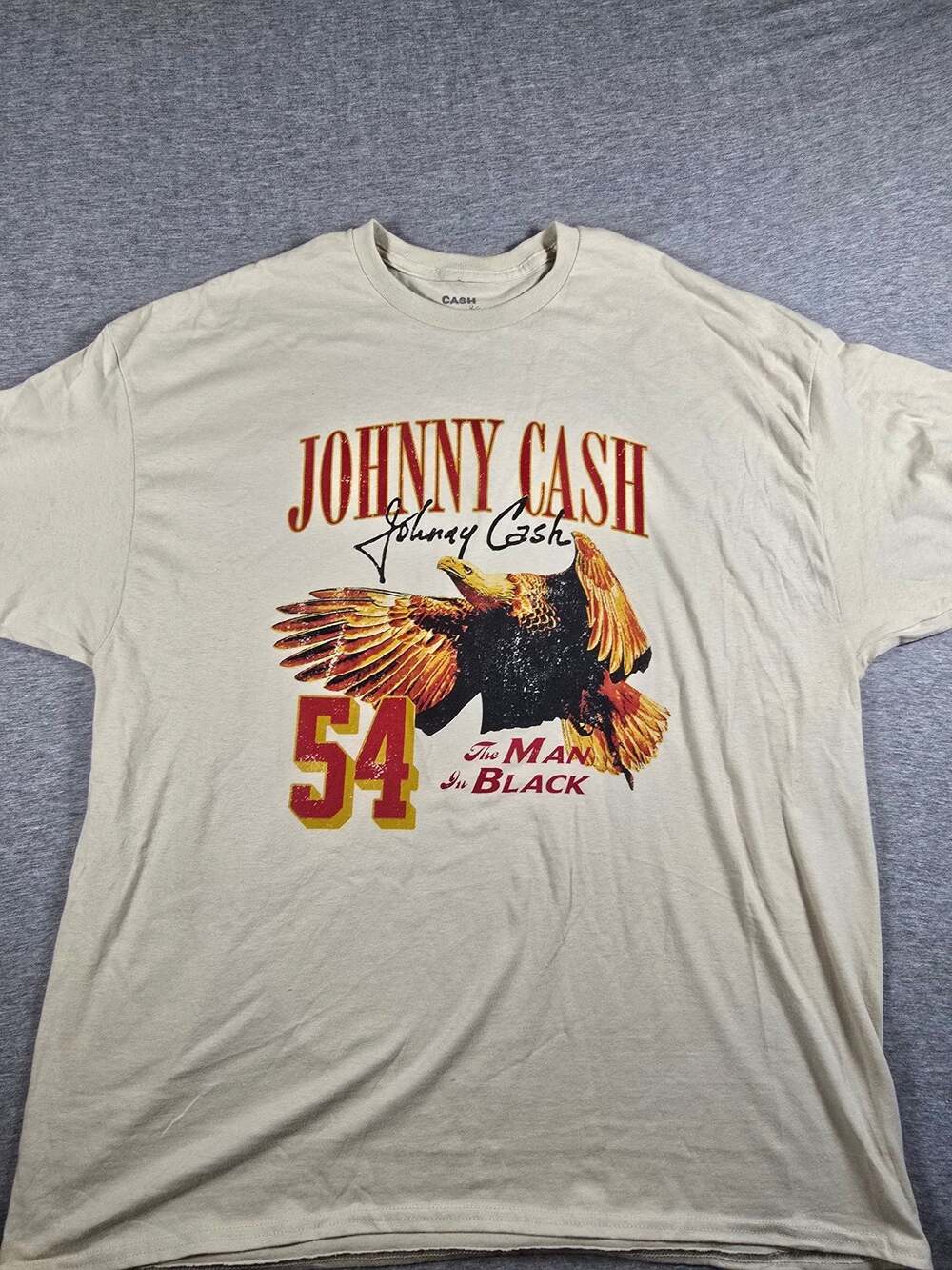 Johnny Cash The Man in Black 54 Eagle Graphic T-Shirt Beige